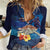 Polynesian Scuba Diving Women Casual Shirt Honu with Hibiscus and Plumeria Flower and Tapa Tribal Pattern