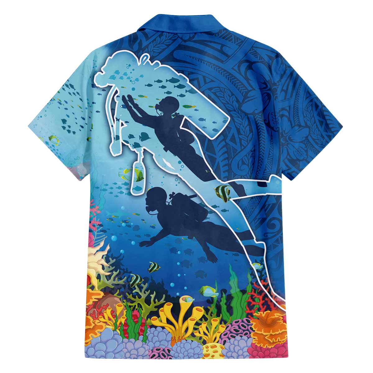 Polynesian Scuba Diving Family Matching Puletasi and Hawaiian Shirt Beauty Corals with Underwater and Polynesian Pattern