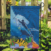 Polynesian Scuba Diving Garden Flag Beauty Corals with Underwater and Polynesian Pattern