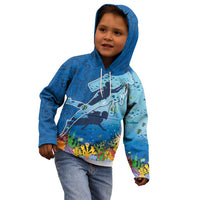 Polynesian Scuba Diving Kid Hoodie Beauty Corals with Underwater and Polynesian Pattern