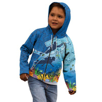 Polynesian Scuba Diving Kid Hoodie Beauty Corals with Underwater and Polynesian Pattern