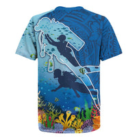 Polynesian Scuba Diving Rugby Jersey Beauty Corals with Underwater and Polynesian Pattern