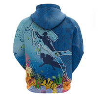 Polynesian Scuba Diving Zip Hoodie Beauty Corals with Underwater and Polynesian Pattern LT03 - Polynesian Pride
