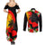 Hawaii Maui Island Couples Matching Summer Maxi Dress and Long Sleeve Button Shirts Maui Map With Tropical Forest Sunset Vibe LT03 - Polynesian Pride