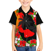 Hawaii Maui Island Family Matching Long Sleeve Bodycon Dress and Hawaiian Shirt Maui Map With Tropical Forest Sunset Vibe LT03 Son's Shirt Black - Polynesian Pride