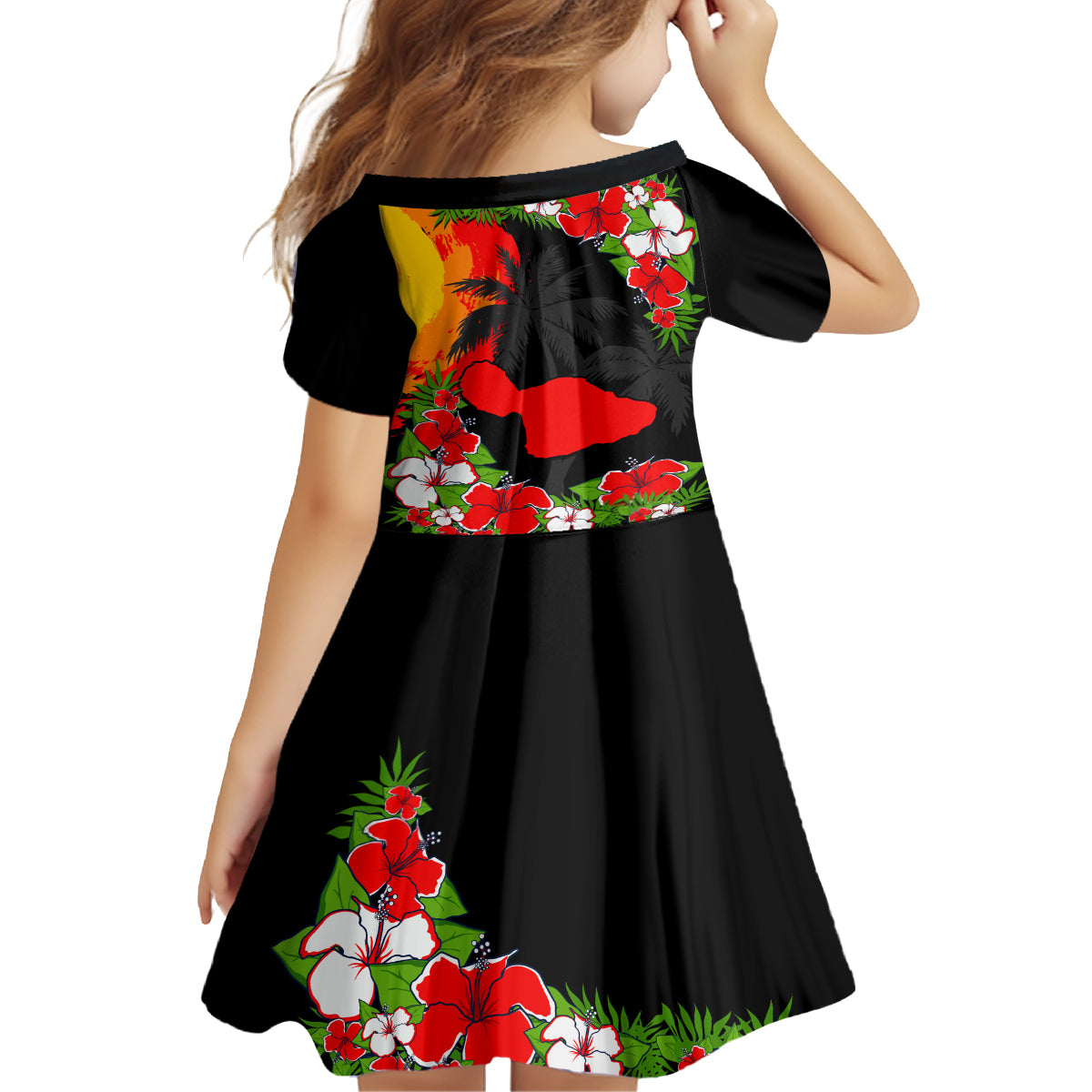 Hawaii Maui Island Family Matching Off Shoulder Long Sleeve Dress and Hawaiian Shirt Maui Map With Tropical Forest Sunset Vibe LT03 - Polynesian Pride