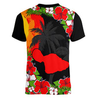 Hawaii Maui Island Women V Neck T Shirt Maui Map With Tropical Forest Sunset Vibe LT03 - Polynesian Pride