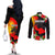 Custom Hawaii Maui Island Couples Matching Off The Shoulder Long Sleeve Dress and Long Sleeve Button Shirts Maui Map With Tropical Forest Sunset Vibe LT03 - Polynesian Pride