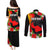 Custom Hawaii Maui Island Couples Matching Puletasi Dress and Long Sleeve Button Shirts Maui Map With Tropical Forest Sunset Vibe LT03 - Polynesian Pride