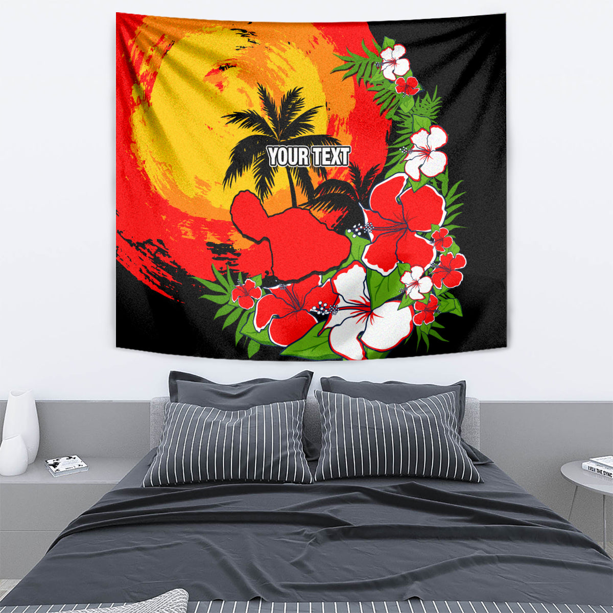 Custom Hawaii Maui Island Tapestry Maui Map With Tropical Forest Sunset Vibe LT03 - Polynesian Pride