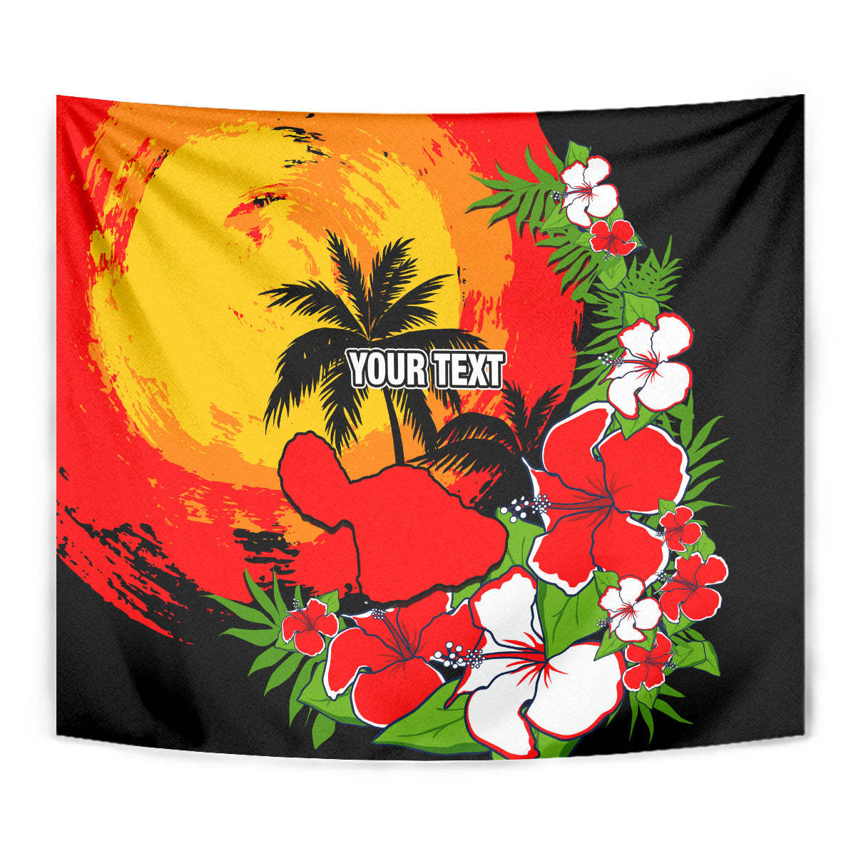 Custom Hawaii Maui Island Tapestry Maui Map With Tropical Forest Sunset Vibe LT03 - Polynesian Pride