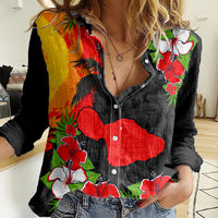 Custom Hawaii Maui Island Women Casual Shirt Maui Map With Tropical Forest Sunset Vibe LT03 Female Black - Polynesian Pride