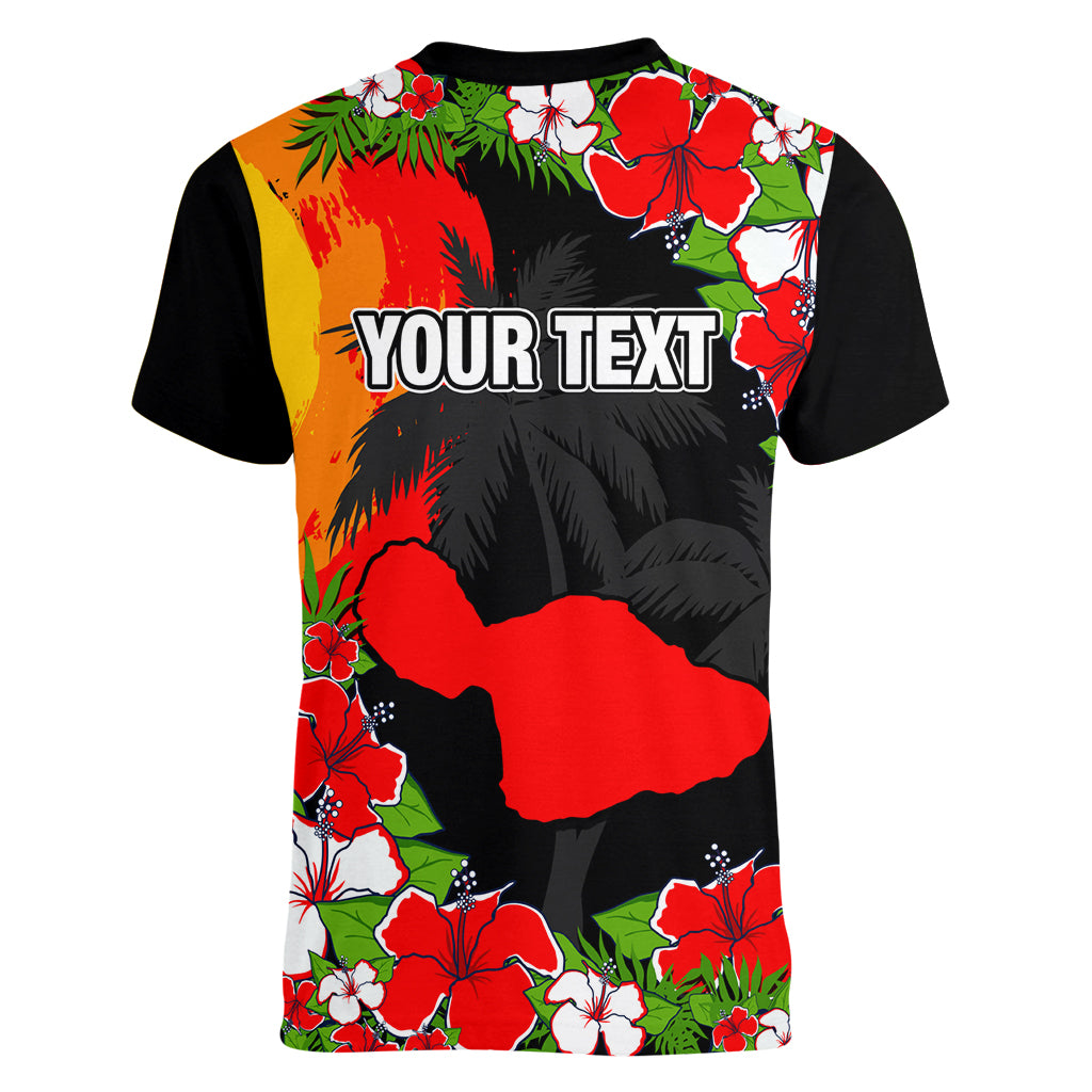 Custom Hawaii Maui Island Women V Neck T Shirt Maui Map With Tropical Forest Sunset Vibe LT03 - Polynesian Pride