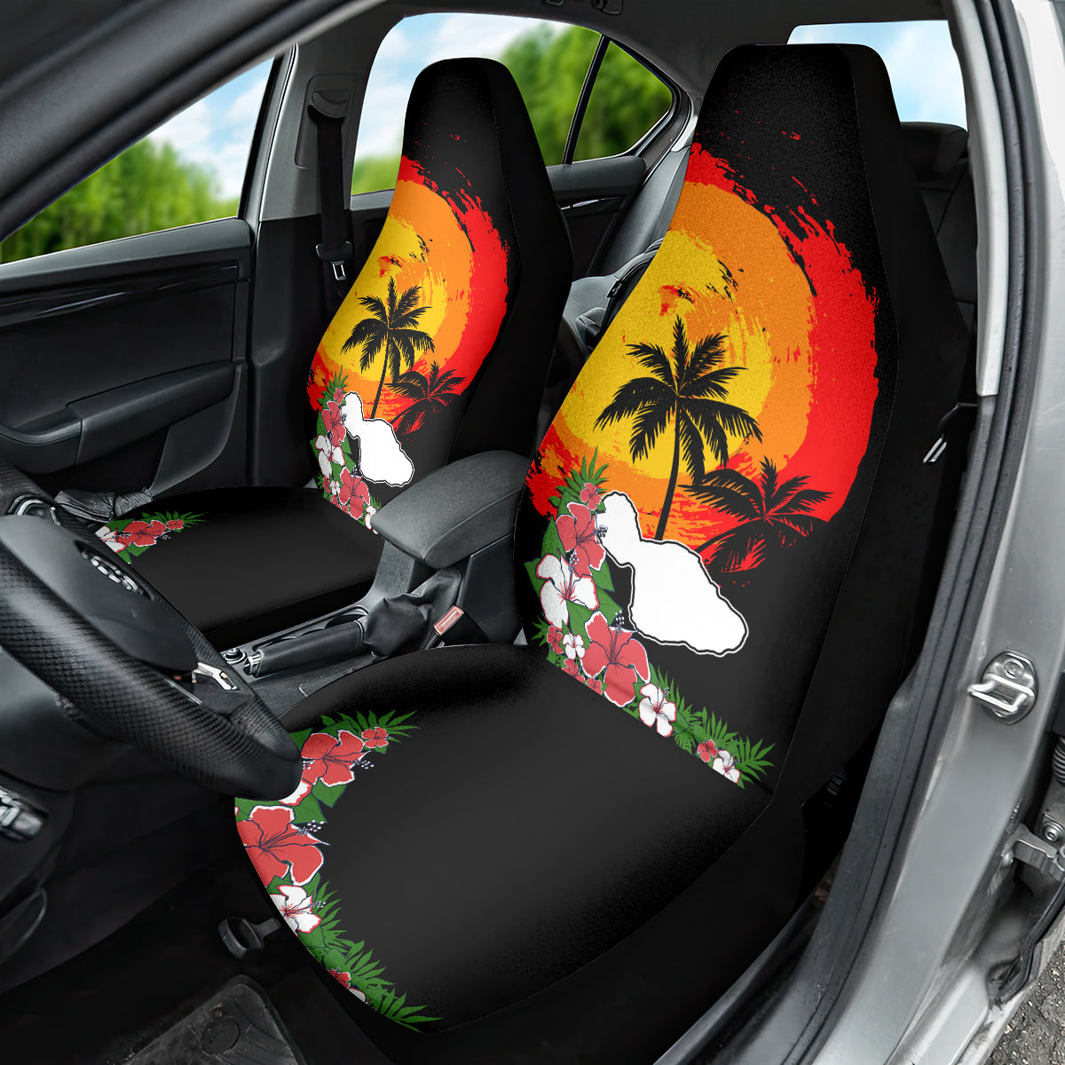 Hawaii Maui Island Car Seat Cover Maui Map With Tropical Forest Vintage Style LT03 - Polynesian Pride