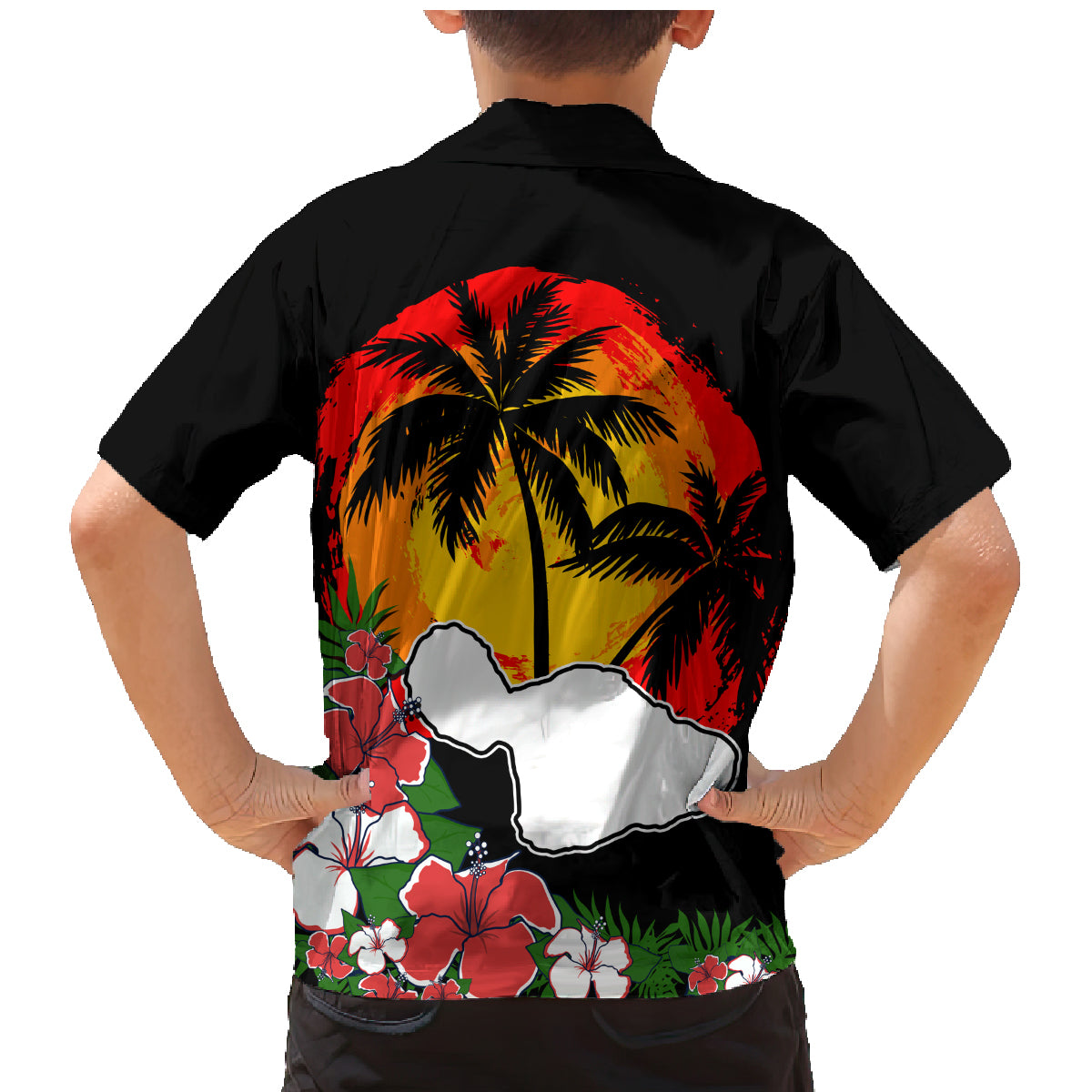 Hawaii Maui Island Family Matching Mermaid Dress and Hawaiian Shirt Maui Map With Tropical Forest Vintage Style LT03 - Polynesian Pride