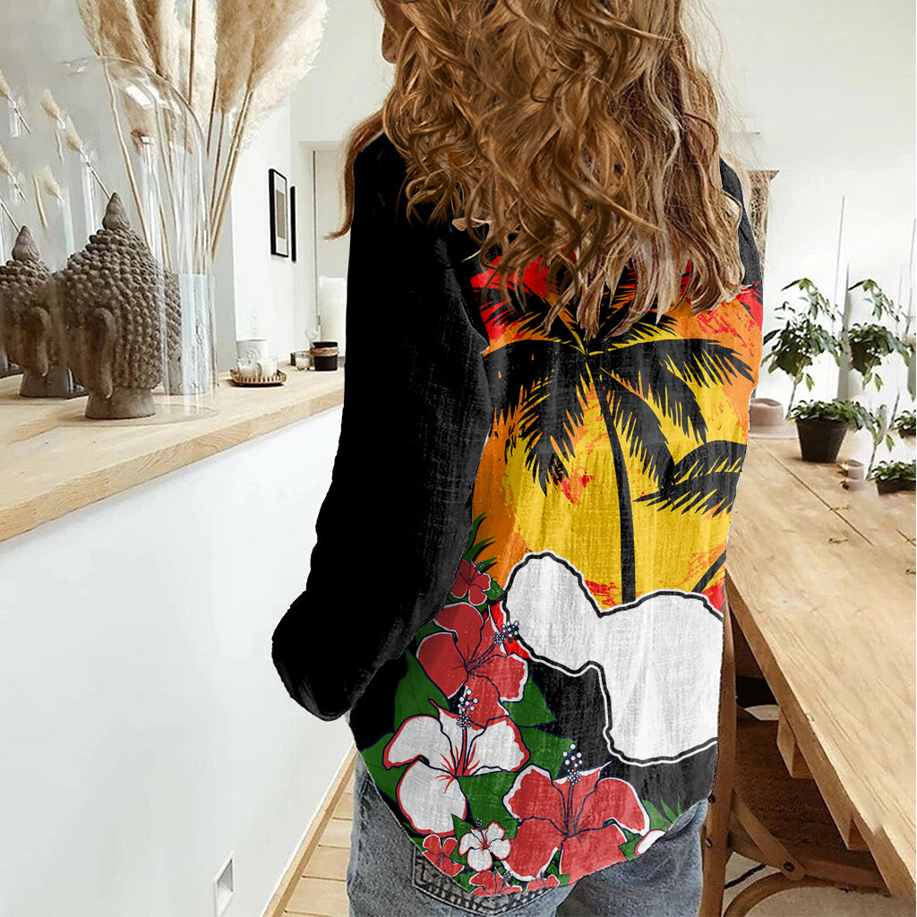 Hawaii Maui Island Women Casual Shirt Maui Map With Tropical Forest Vintage Style LT03 - Polynesian Pride