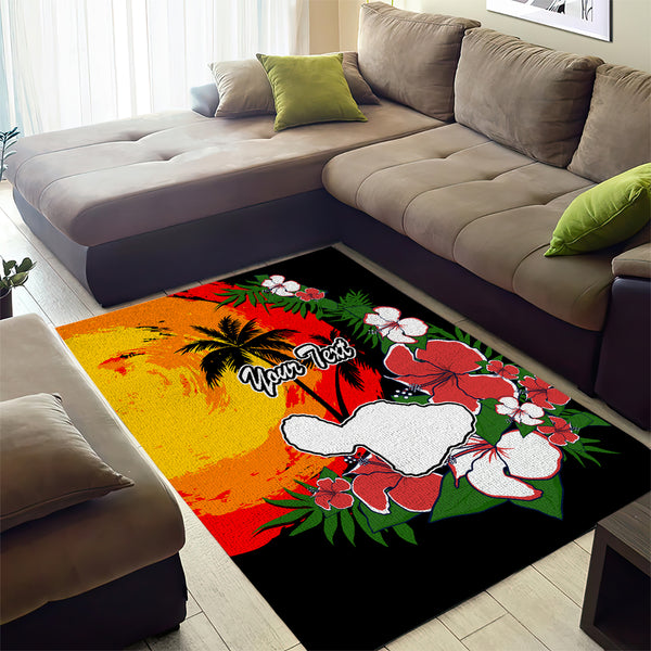 Custom Hawaii Maui Island Area Rug Maui Map With Tropical Forest ...