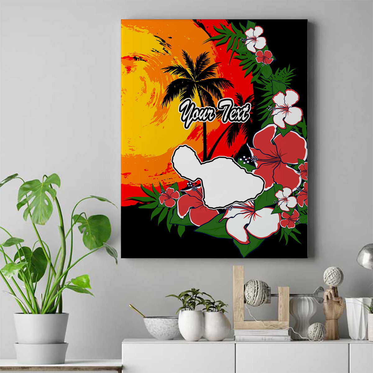 Custom Hawaii Maui Island Canvas Wall Art Maui Map With Tropical Forest Vintage Style LT03 Black - Polynesian Pride