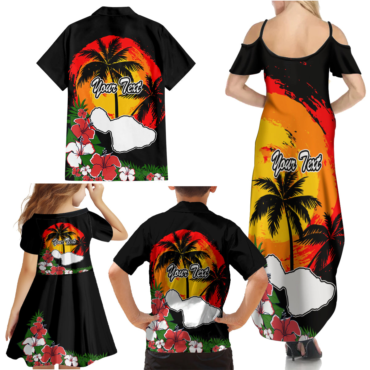 Custom Hawaii Maui Island Family Matching Summer Maxi Dress and Hawaiian Shirt Maui Map With Tropical Forest Vintage Style LT03 - Polynesian Pride