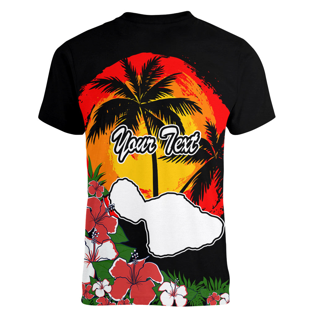 Custom Hawaii Maui Island Women V Neck T Shirt Maui Map With Tropical Forest Vintage Style LT03 - Polynesian Pride