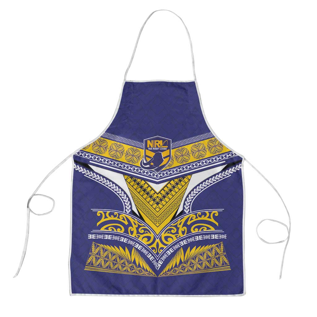 Rugby Niue Apron Hiapo Tribal Heritage Tattoos Blue Color - Polynesian Pride