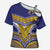Custom Rugby Niue Cross Shoulder Shirt Hiapo Tribal Heritage Tattoos Blue Color - Polynesian Pride