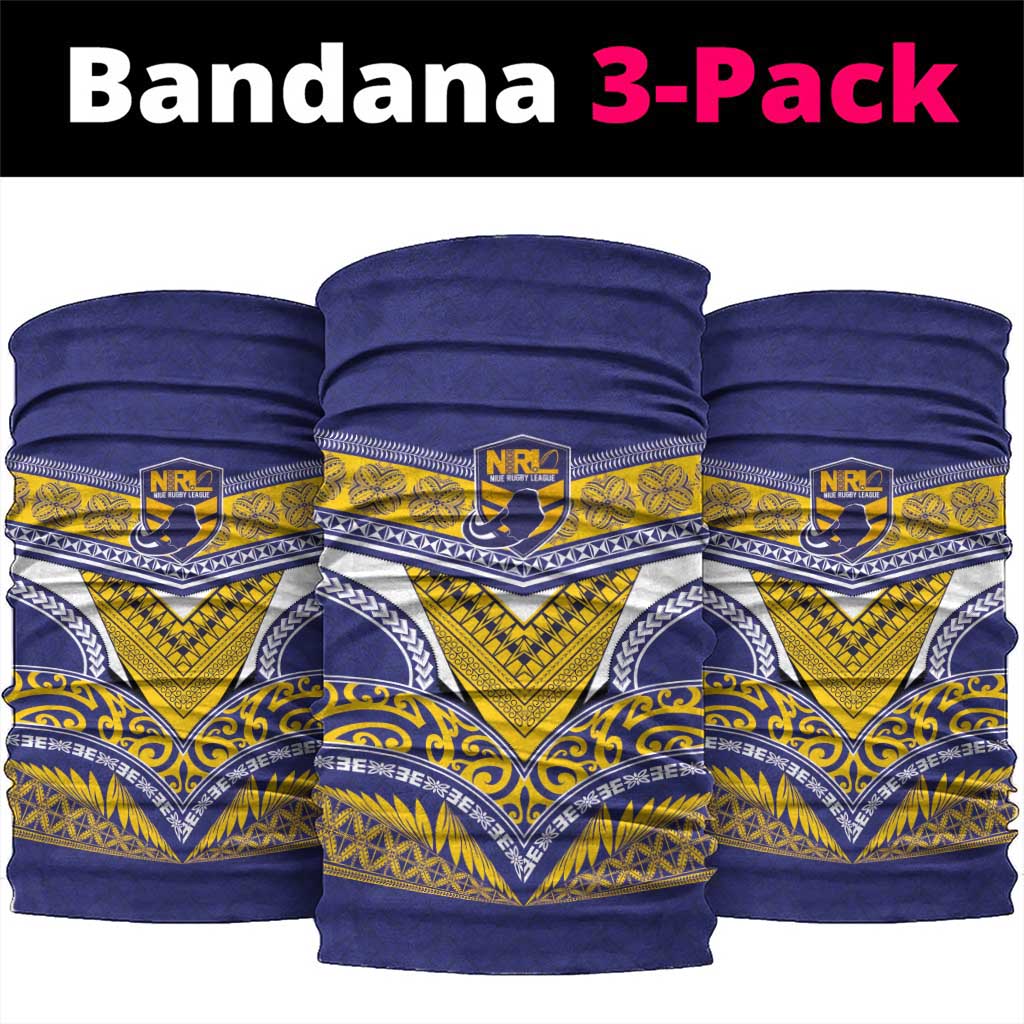 Rugby Niue Neck Gaiter Hiapo Tribal Heritage Tattoos Blue Color - Polynesian Pride