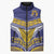 Custom Rugby Niue Sleeveless Puffer Jacket Hiapo Tribal Heritage Tattoos Blue Color - Polynesian Pride