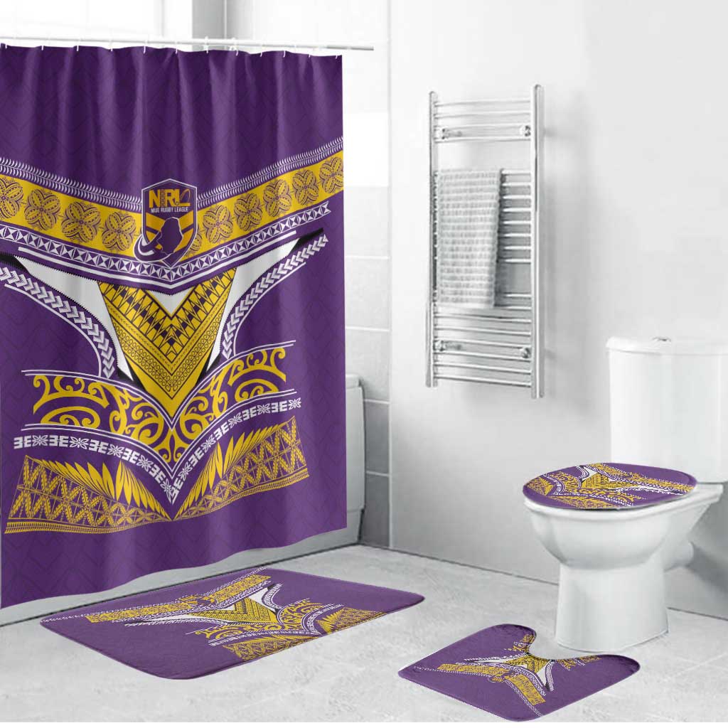 Rugby Niue Bathroom Set Hiapo Tribal Heritage Tattoos Purple Color LT03 Bathroom Set (4 pcs) Purple - Polynesian Pride