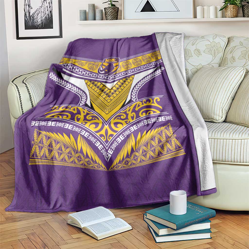 Rugby Niue Blanket Hiapo Tribal Heritage Tattoos Purple Color - Polynesian Pride