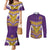 Custom Rugby Niue Couples Matching Mermaid Dress and Long Sleeve Button Shirt Hiapo Tribal Heritage Tattoos Purple Color - Polynesian Pride