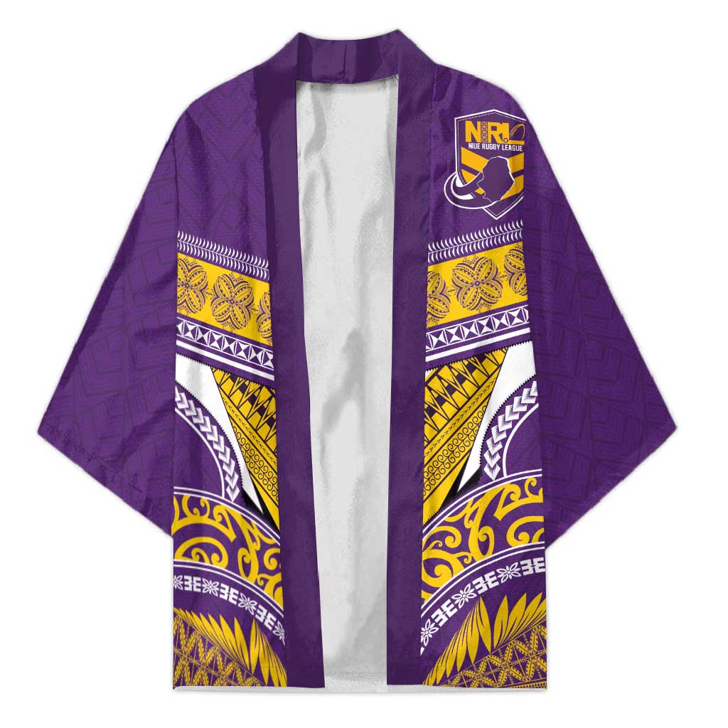Custom Rugby Niue Kimono Hiapo Tribal Heritage Tattoos Purple Color LT03 Unisex Purple - Polynesian Pride