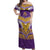 Custom Rugby Niue Off Shoulder Maxi Dress Hiapo Tribal Heritage Tattoos Purple Color - Polynesian Pride