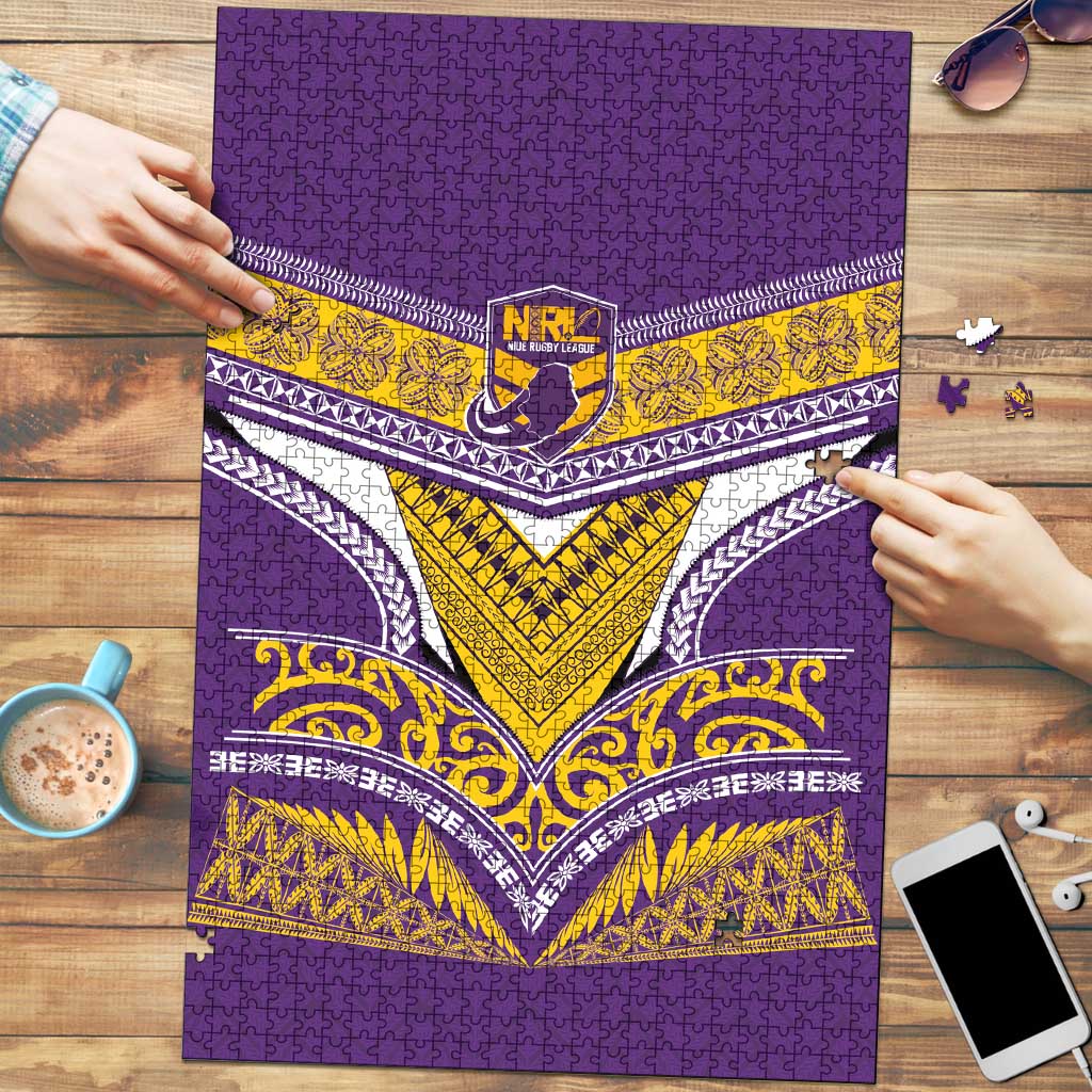 Rugby Niue Puzzle Hiapo Tribal Heritage Tattoos Purple Color LT03 Purple - Polynesian Pride