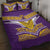 Rugby Niue Quilt Bed Set Hiapo Tribal Heritage Tattoos Purple Color - Polynesian Pride
