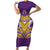 Custom Rugby Niue Short Sleeve Bodycon Dress Hiapo Tribal Heritage Tattoos Purple Color - Polynesian Pride