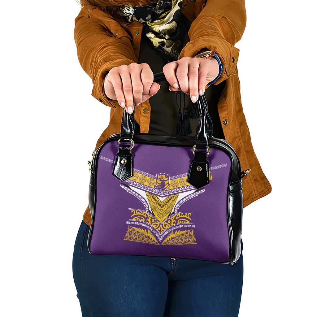Rugby Niue Shoulder Handbag Hiapo Tribal Heritage Tattoos Purple Color LT03 One Size Purple - Polynesian Pride