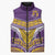 Custom Rugby Niue Sleeveless Puffer Jacket Hiapo Tribal Heritage Tattoos Purple Color - Polynesian Pride