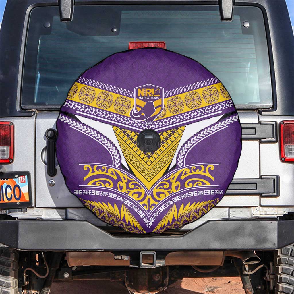 Rugby Niue Spare Tire Cover Hiapo Tribal Heritage Tattoos Purple Color LT03 Purple - Polynesian Pride