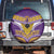 Rugby Niue Spare Tire Cover Hiapo Tribal Heritage Tattoos Purple Color - Polynesian Pride