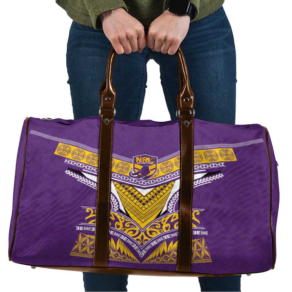 Rugby Niue Travel Bag Hiapo Tribal Heritage Tattoos Purple Color LT03 Purple - Polynesian Pride
