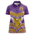 Custom Rugby Niue Women Polo Shirt Hiapo Tribal Heritage Tattoos Purple Color - Polynesian Pride