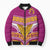 Custom Rugby Niue Bomber Puffer Jacket Hiapo Tribal Heritage Tattoos Pink Color - Polynesian Pride