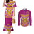 Custom Rugby Niue Couples Matching Mermaid Dress and Long Sleeve Button Shirt Hiapo Tribal Heritage Tattoos Pink Color - Polynesian Pride