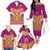 Custom Rugby Niue Family Matching Off The Shoulder Long Sleeve Dress and Hawaiian Shirt Hiapo Tribal Heritage Tattoos Pink Color - Polynesian Pride
