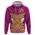 Custom Rugby Niue Hoodie Hiapo Tribal Heritage Tattoos Pink Color - Polynesian Pride