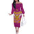 Custom Rugby Niue Off The Shoulder Long Sleeve Dress Hiapo Tribal Heritage Tattoos Pink Color - Polynesian Pride