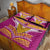Rugby Niue Quilt Bed Set Hiapo Tribal Heritage Tattoos Pink Color - Polynesian Pride