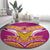 Rugby Niue Round Carpet Hiapo Tribal Heritage Tattoos Pink Color - Polynesian Pride