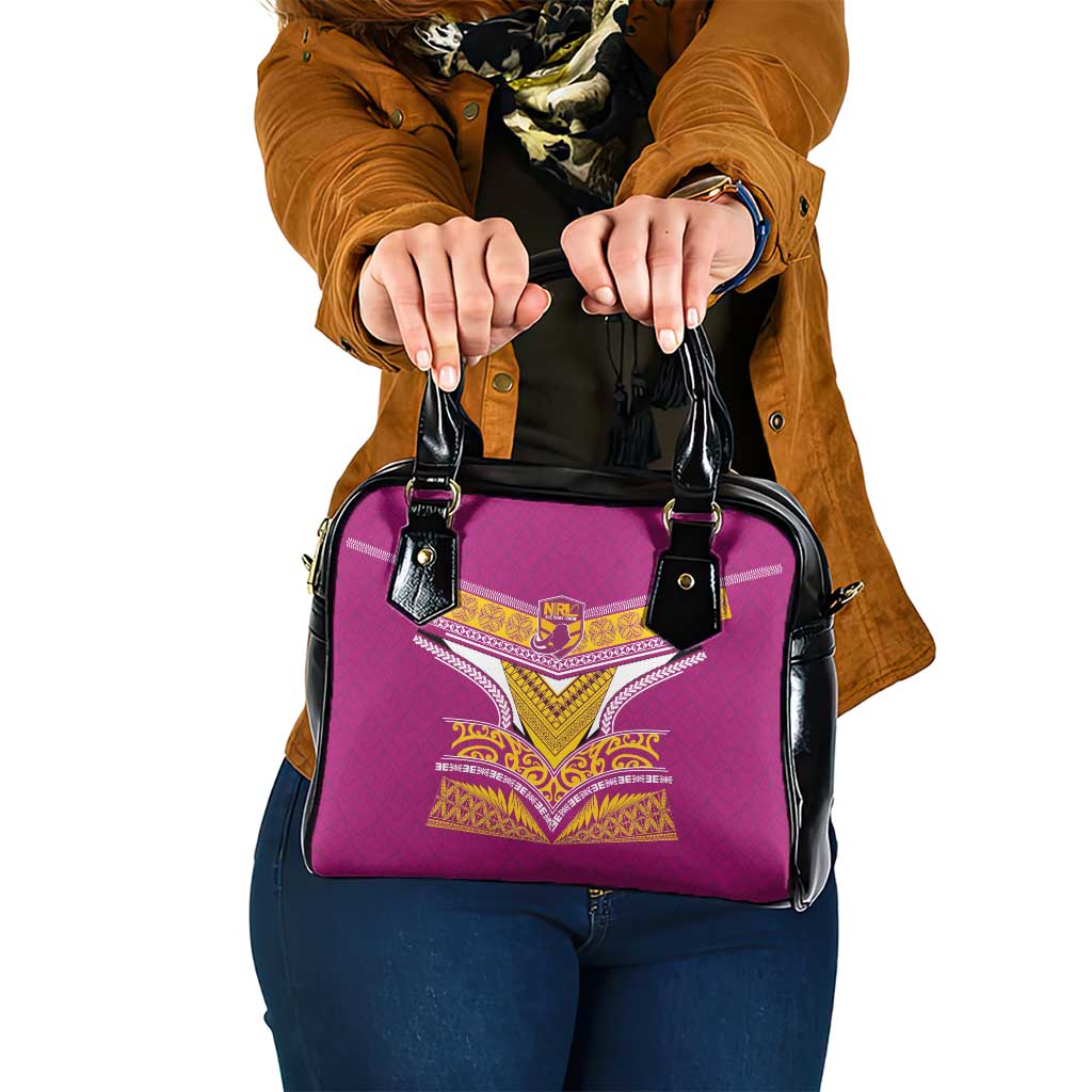 Rugby Niue Shoulder Handbag Hiapo Tribal Heritage Tattoos Pink Color - Polynesian Pride